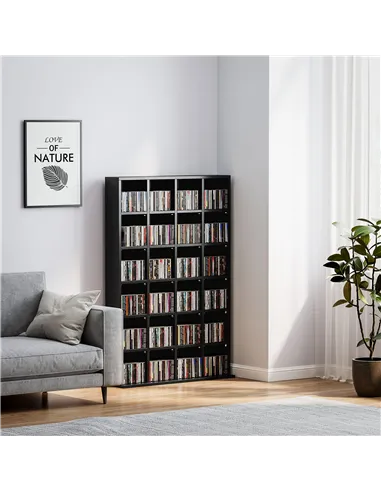 HOMCOM CD Storage Unit with Adjustable Shelves, 89 x 130.5 cm, Black