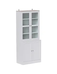 HOMCOM Double Storage Display Cabinet - White