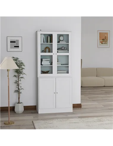 HOMCOM Double Storage Display Cabinet - White