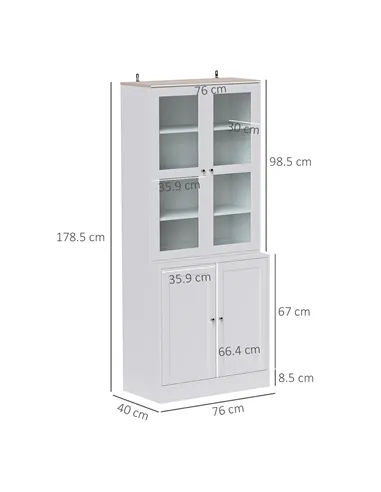 HOMCOM Double Storage Display Cabinet - White