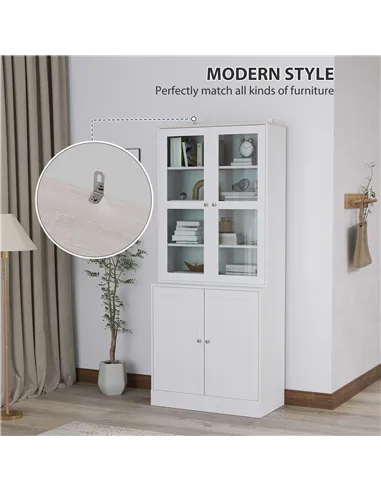 HOMCOM Double Storage Display Cabinet - White