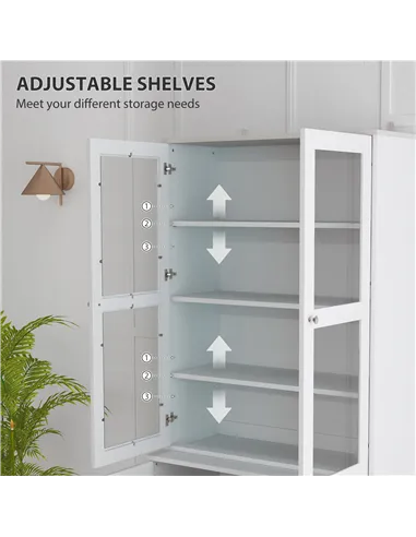 HOMCOM Double Storage Display Cabinet - White