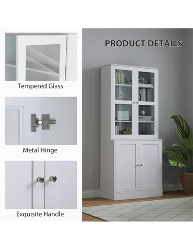 HOMCOM Double Storage Display Cabinet - White