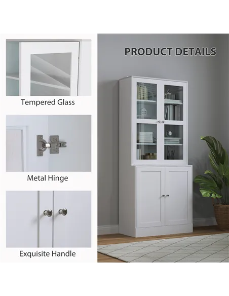 HOMCOM Double Storage Display Cabinet - White