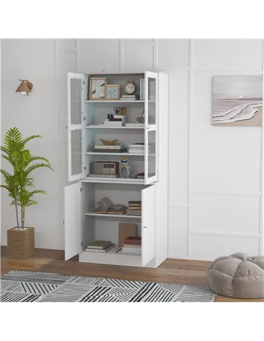 HOMCOM Double Storage Display Cabinet - White