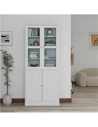 HOMCOM Double Storage Display Cabinet - White