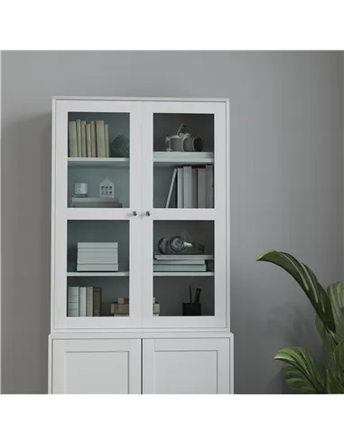 HOMCOM Double Storage Display Cabinet - White