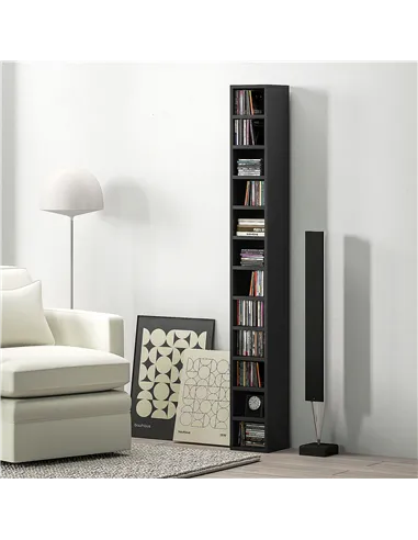 HOMCOM 204 CD Tall Narrow Media Storage Tower - Black