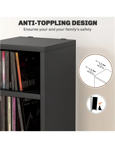 HOMCOM 204 CD Tall Narrow Media Storage Tower - Black