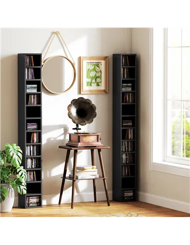 HOMCOM 204 CD Tall Narrow Media Storage Tower - Black