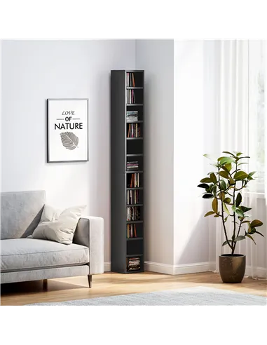 HOMCOM 204 CD Tall Narrow Media Storage Tower - Black