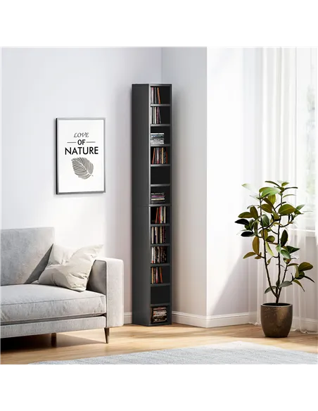 HOMCOM 204 CD Tall Narrow Media Storage Tower - Black