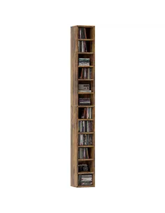 HOMCOM 204 CD Tall Narrow Media Storage Tower - Rustic Brown
