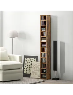 HOMCOM 204 CD Tall Narrow Media Storage Tower - Rustic Brown 2