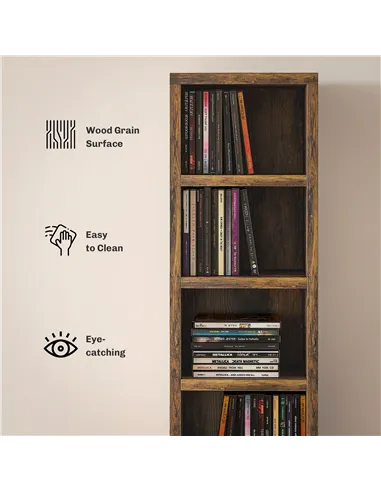 HOMCOM 204 CD Tall Narrow Media Storage Tower - Rustic Brown