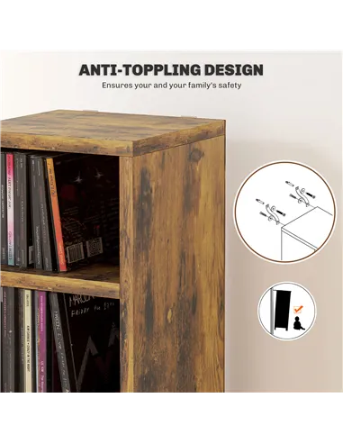 HOMCOM 204 CD Tall Narrow Media Storage Tower - Rustic Brown