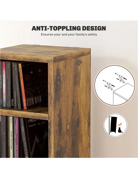 HOMCOM 204 CD Tall Narrow Media Storage Tower - Rustic Brown