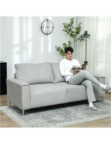 HOMCOM Three-Seater Corduroy - Light Grey