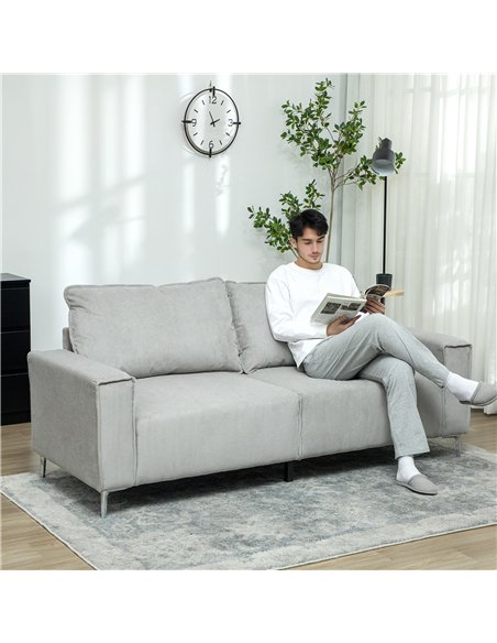 HOMCOM Three-Seater Corduroy - Light Grey