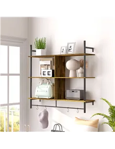 HOMCOM Three-Tier Floating Shelf - Brown/Black 2
