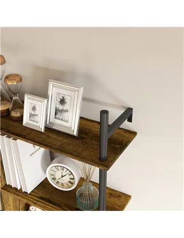 HOMCOM Three-Tier Floating Shelf - Brown/Black