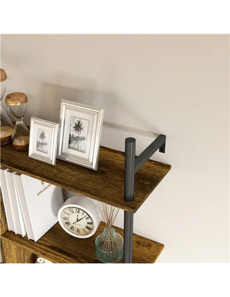 HOMCOM Three-Tier Floating Shelf - Brown/Black