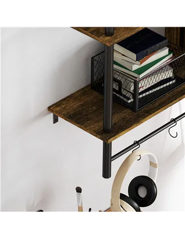 HOMCOM Three-Tier Floating Shelf - Brown/Black