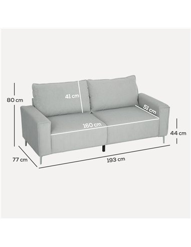 HOMCOM Three-Seater Corduroy - Light Grey