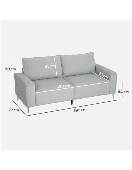 HOMCOM Three-Seater Corduroy - Light Grey