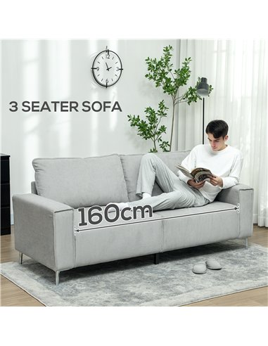 HOMCOM Three-Seater Corduroy - Light Grey