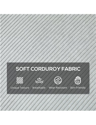 HOMCOM Three-Seater Corduroy - Light Grey