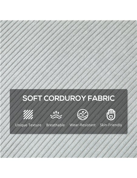 HOMCOM Three-Seater Corduroy - Light Grey