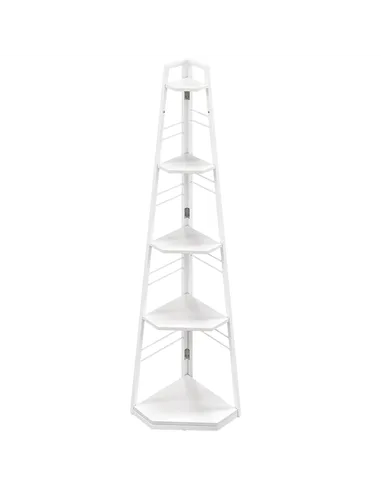 HOMCOM Five-Tier Corner Shelf - White