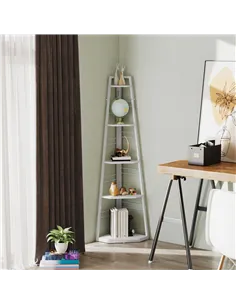 HOMCOM Five-Tier Corner Shelf - White 2