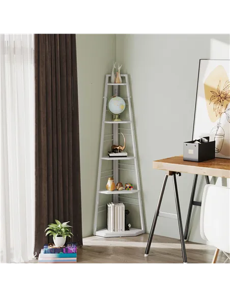 HOMCOM Five-Tier Corner Shelf - White