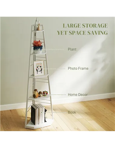HOMCOM Five-Tier Corner Shelf - White