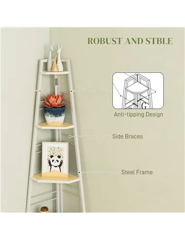 HOMCOM Five-Tier Corner Shelf - White