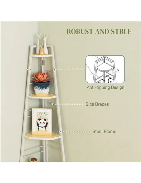 HOMCOM Five-Tier Corner Shelf - White