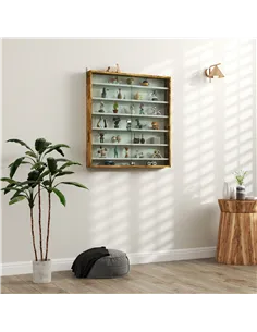 HOMCOM Six Shelf Display Cabinet, with Glass Doors - Brown 2