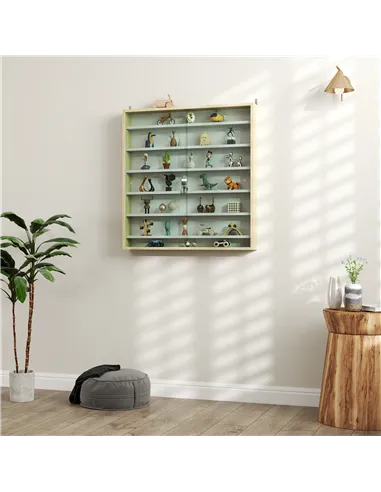 HOMCOM Six Shelf Display Cabinet, with Glass Doors - Brown