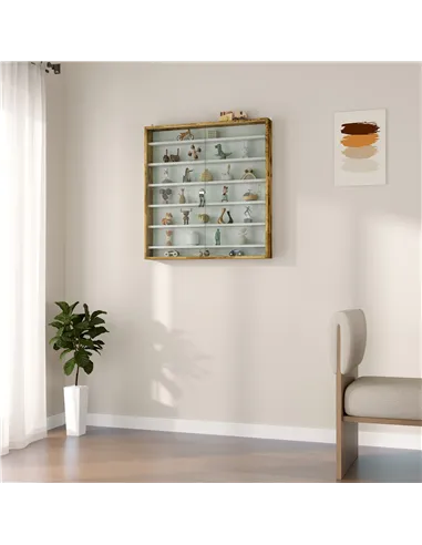 HOMCOM Six Shelf Display Cabinet, with Glass Doors - Brown