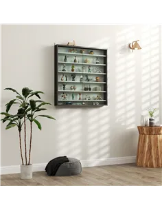 HOMCOM Six Shelf Display Cabinet, with Glass Doors - Black and White 2