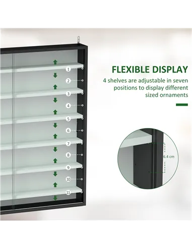 HOMCOM Six Shelf Display Cabinet, with Glass Doors - Black and White