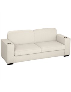 HOMCOM Three-Seater Corduroy Sofa - Cream White