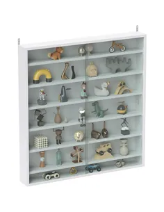 HOMCOM Six Shelf Display Cabinet, with Glass Doors - White