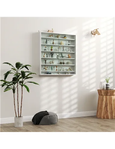 HOMCOM Six Shelf Display Cabinet, with Glass Doors - White