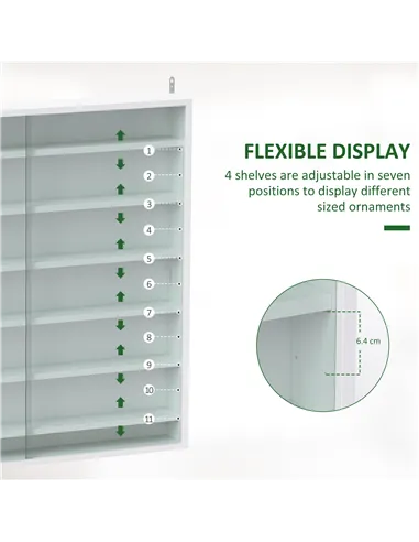 HOMCOM Six Shelf Display Cabinet, with Glass Doors - White
