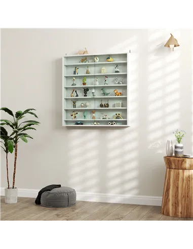 HOMCOM Six Shelf Display Cabinet, with Glass Doors - White