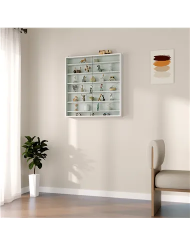 HOMCOM Six Shelf Display Cabinet, with Glass Doors - White