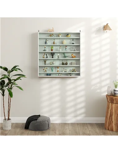 HOMCOM Six Shelf Display Cabinet, with Glass Doors - White